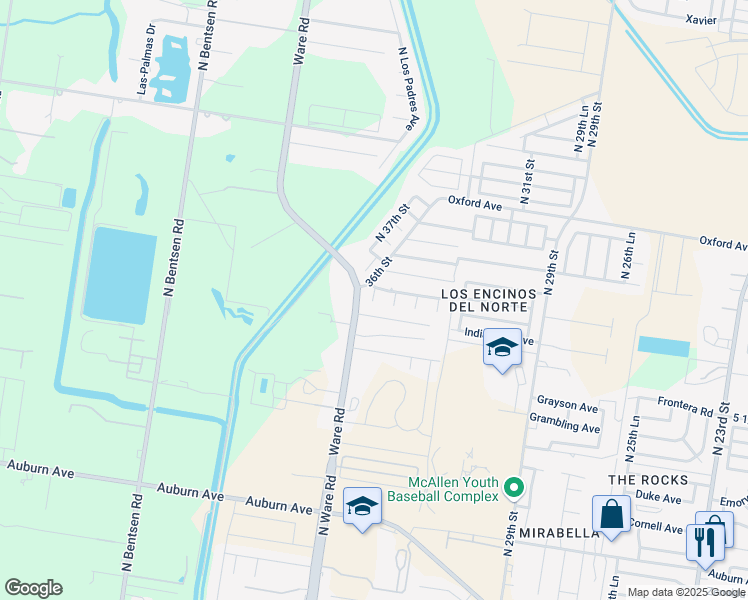 map of restaurants, bars, coffee shops, grocery stores, and more near 8803 North 34th Lane in McAllen