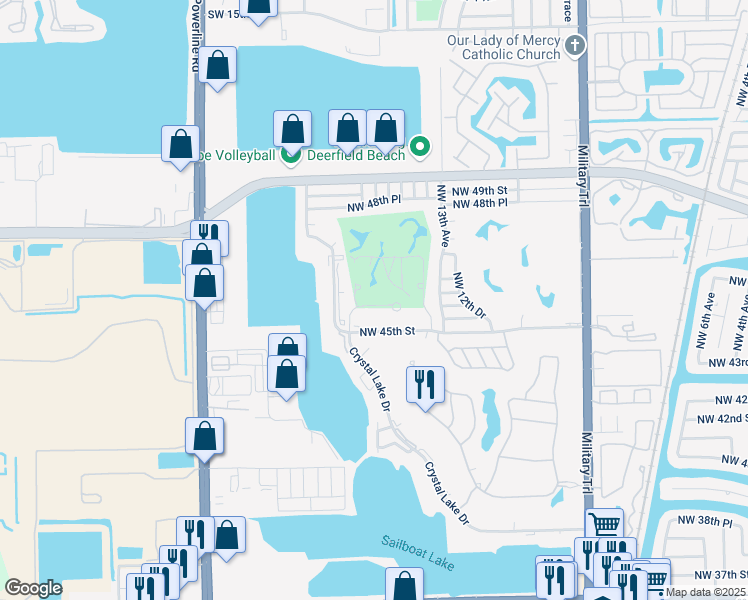 map of restaurants, bars, coffee shops, grocery stores, and more near 1391 Northwest 45th Street in Pompano Beach