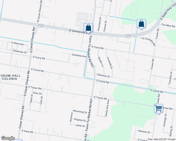 map of restaurants, bars, coffee shops, grocery stores, and more near 718 South Alamo Road in Edinburg