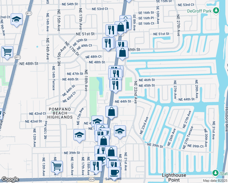 map of restaurants, bars, coffee shops, grocery stores, and more near 4480 U.S. 1 in Lighthouse Point
