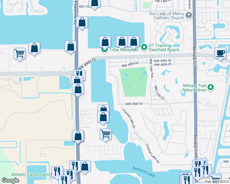 map of restaurants, bars, coffee shops, grocery stores, and more near 4550 Northwest 18th Avenue in Pompano Beach