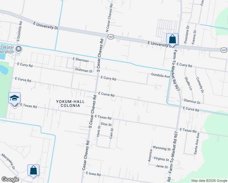 map of restaurants, bars, coffee shops, grocery stores, and more near 4520 East Curry Road in Edinburg