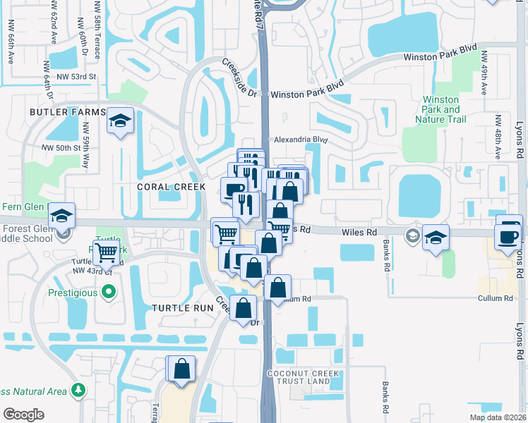 map of restaurants, bars, coffee shops, grocery stores, and more near None in Broward County