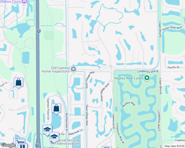 map of restaurants, bars, coffee shops, grocery stores, and more near 11656 Quail Village Way in Naples