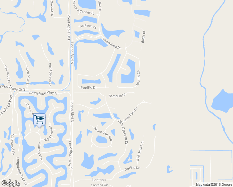 map of restaurants, bars, coffee shops, grocery stores, and more near 3111 Santorini Court in Naples