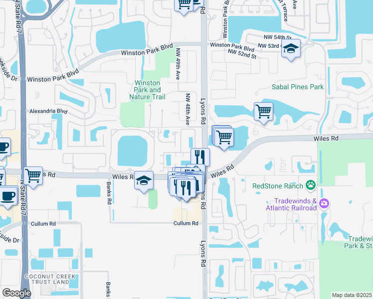 map of restaurants, bars, coffee shops, grocery stores, and more near 903 Mimosa Place in Coconut Creek