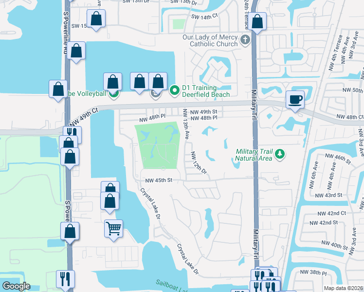 map of restaurants, bars, coffee shops, grocery stores, and more near 1291 Northwest 47th Street in Pompano Beach