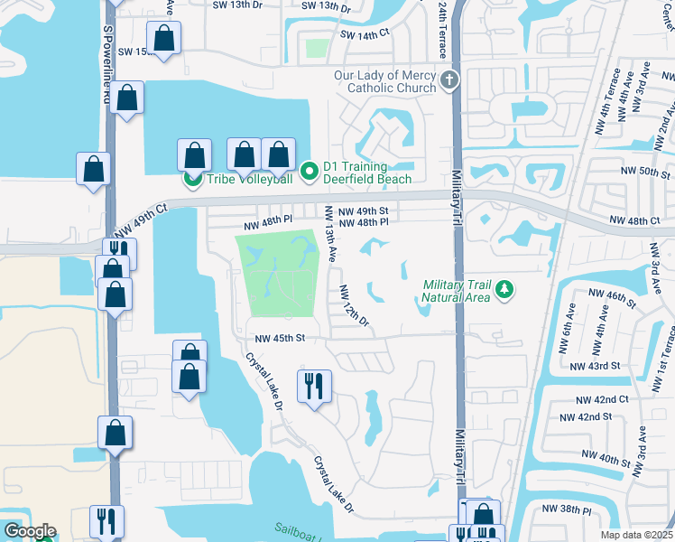 map of restaurants, bars, coffee shops, grocery stores, and more near 1291 Northwest 47th Street in Pompano Beach