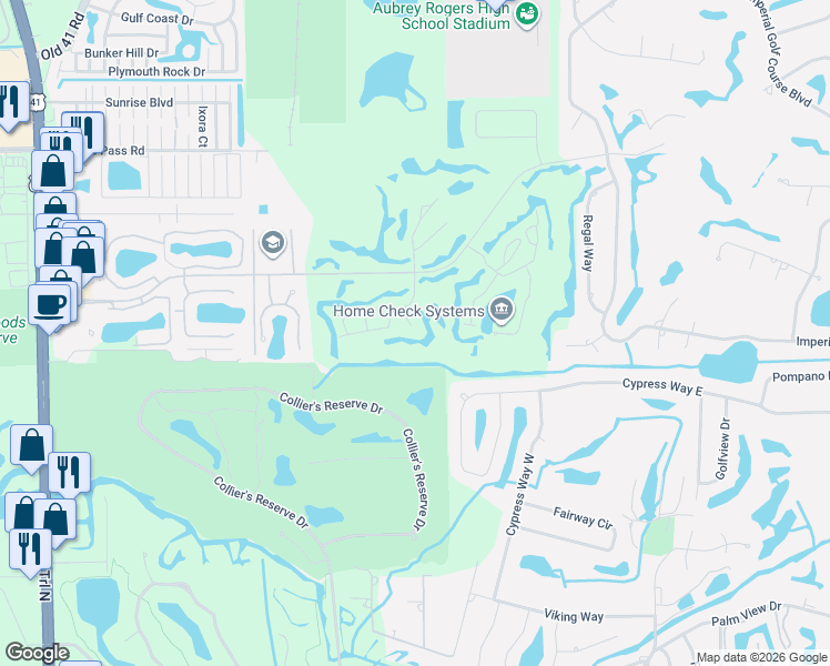 map of restaurants, bars, coffee shops, grocery stores, and more near 1510 Imperial Golf Course Blvd in Naples