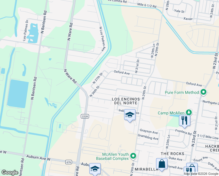 map of restaurants, bars, coffee shops, grocery stores, and more near 3412 Kingsboro Avenue in McAllen