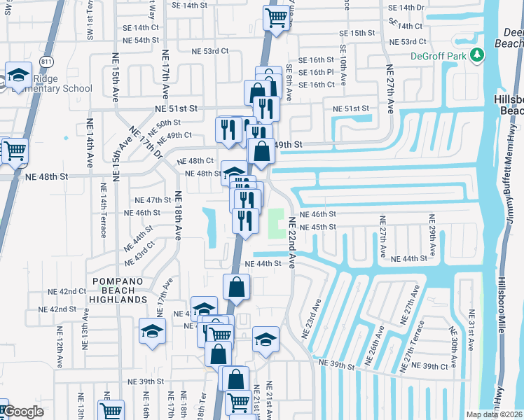 map of restaurants, bars, coffee shops, grocery stores, and more near 4500 North Federal Highway in Lighthouse Point