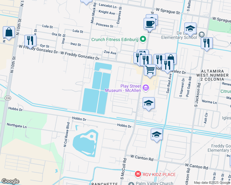 map of restaurants, bars, coffee shops, grocery stores, and more near 3135 Scottland Drive in Edinburg