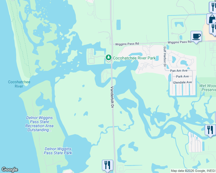 map of restaurants, bars, coffee shops, grocery stores, and more near 12945 Vanderbilt Drive in Naples