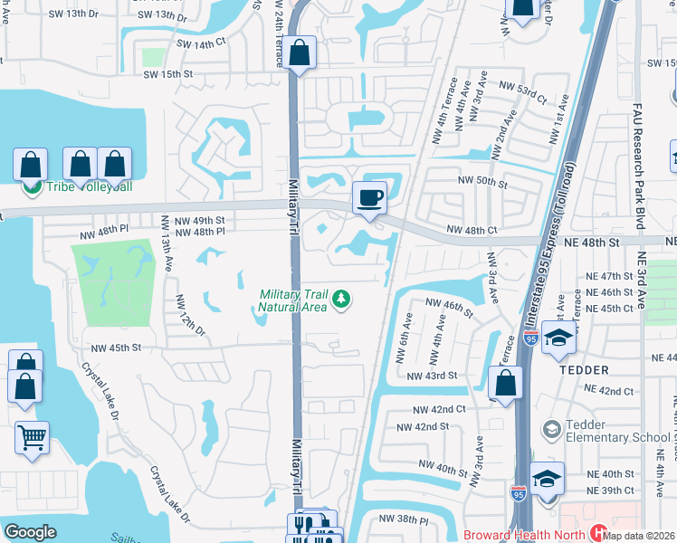 map of restaurants, bars, coffee shops, grocery stores, and more near 775 Northwest 47th Street in Pompano Beach