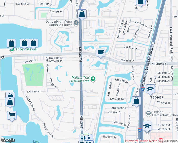 map of restaurants, bars, coffee shops, grocery stores, and more near 817 Northwest 47th Street in Pompano Beach