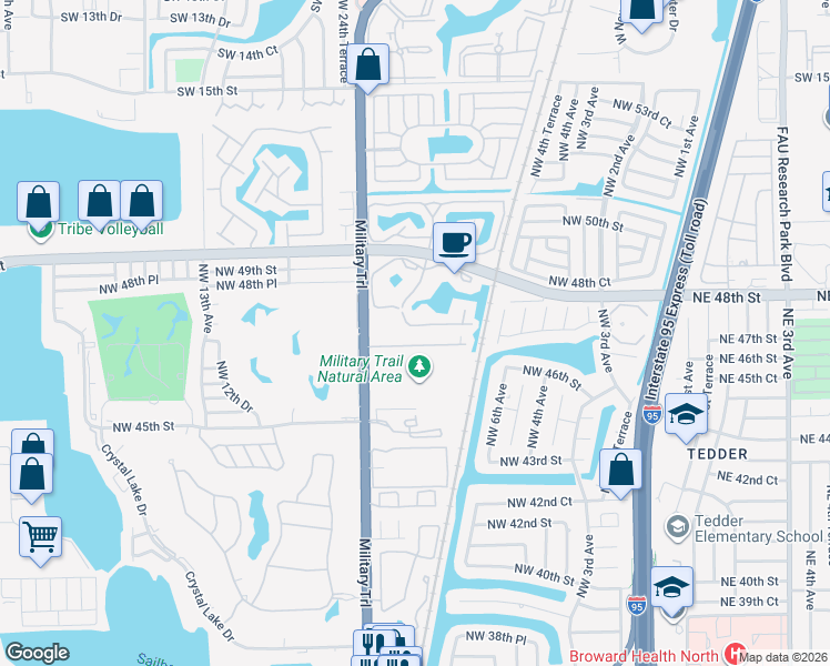 map of restaurants, bars, coffee shops, grocery stores, and more near 775 Northwest 47th Street in Pompano Beach