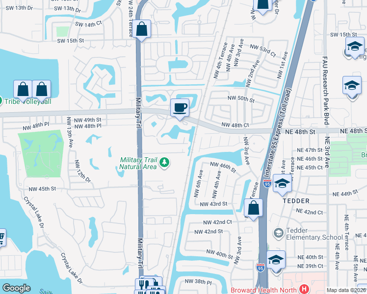 map of restaurants, bars, coffee shops, grocery stores, and more near 601 Cypress Lake Boulevard in Pompano Beach