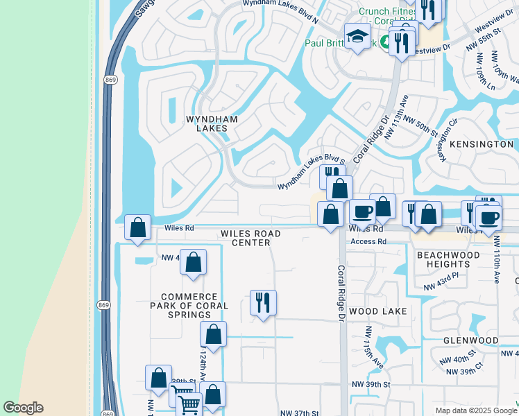 map of restaurants, bars, coffee shops, grocery stores, and more near 12016 Northwest 47th Street in Tamarac