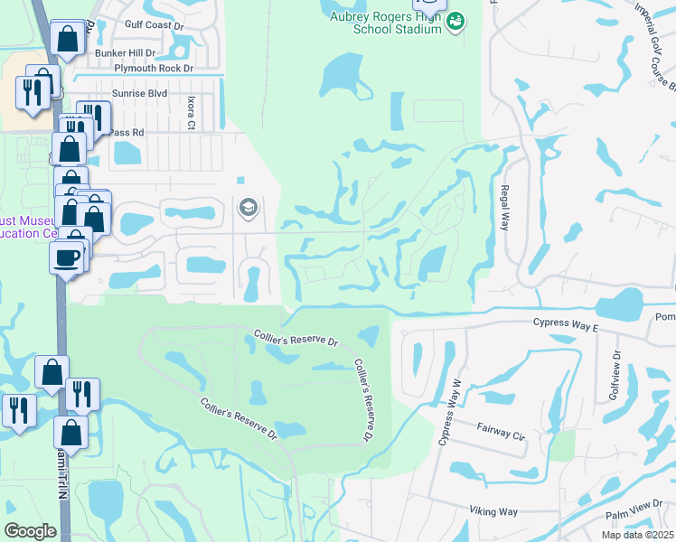 map of restaurants, bars, coffee shops, grocery stores, and more near 13204 Wedgefield Drive in Naples