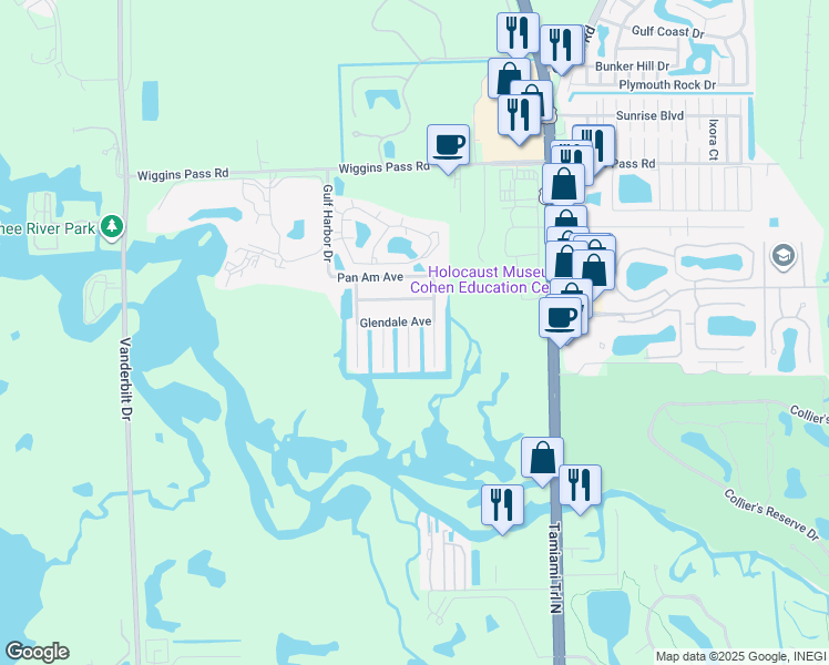 map of restaurants, bars, coffee shops, grocery stores, and more near 779 Glendale Avenue in Naples