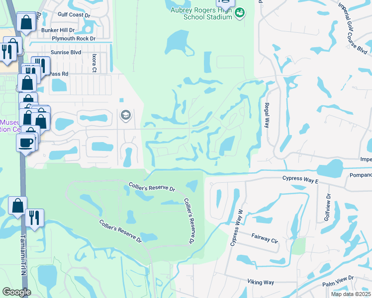 map of restaurants, bars, coffee shops, grocery stores, and more near 1584 Imperial Golf Course Boulevard in Naples