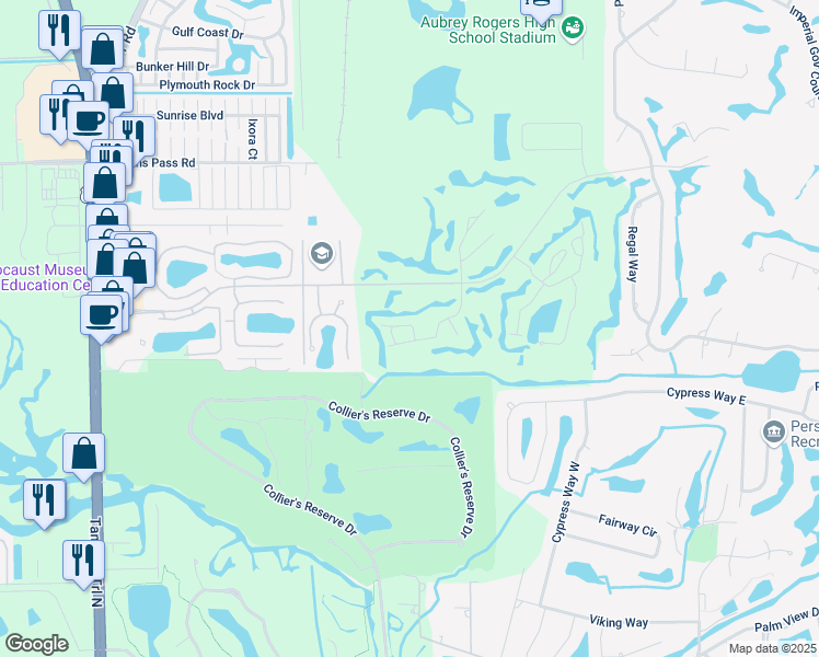 map of restaurants, bars, coffee shops, grocery stores, and more near 1564 Weybridge Circle in Naples