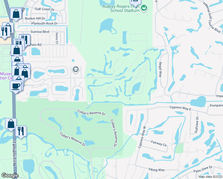 map of restaurants, bars, coffee shops, grocery stores, and more near 1520 Imperial Golf Course Boulevard in Naples