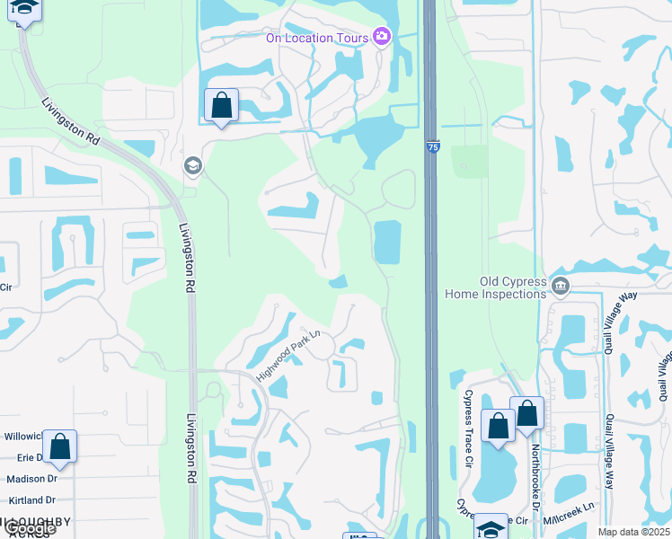 map of restaurants, bars, coffee shops, grocery stores, and more near 5851 Strand Boulevard in Naples