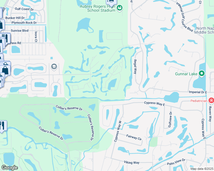 map of restaurants, bars, coffee shops, grocery stores, and more near 13128 Castle Harbour Drive in Naples