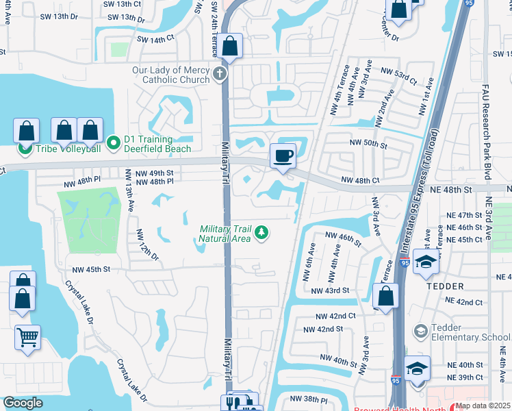 map of restaurants, bars, coffee shops, grocery stores, and more near 817 Northwest 47th Street in Pompano Beach
