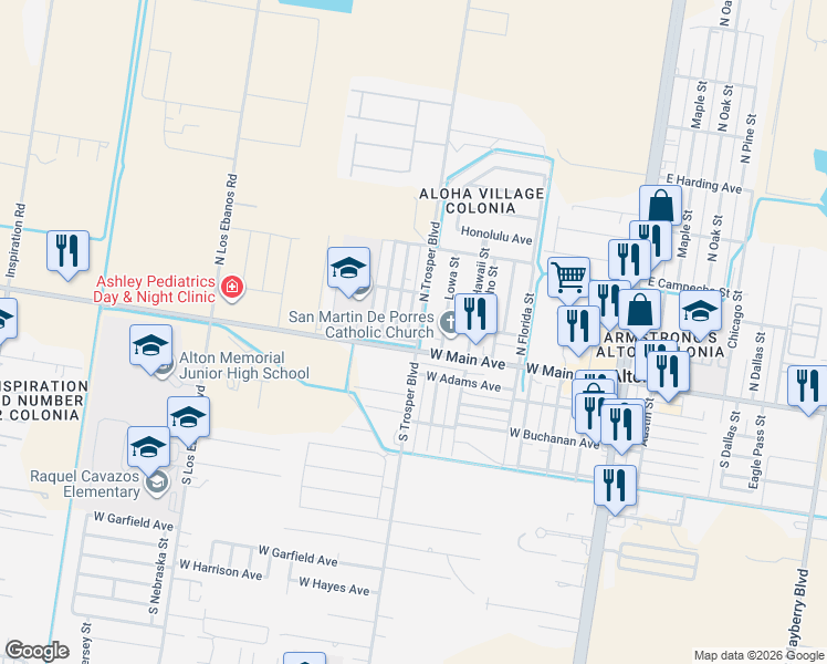 map of restaurants, bars, coffee shops, grocery stores, and more near 122 Kentucky Street in Alton
