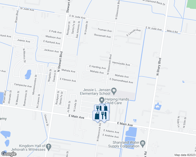map of restaurants, bars, coffee shops, grocery stores, and more near 3213 Diamondhead Avenue in Mission