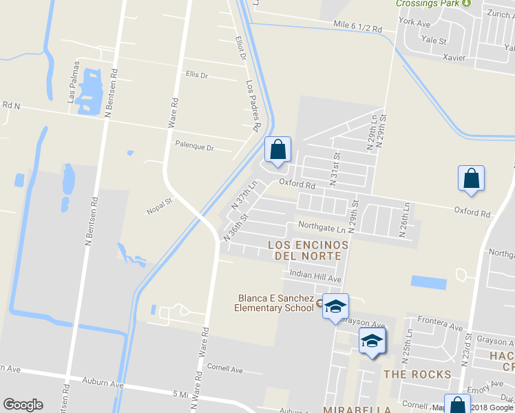 map of restaurants, bars, coffee shops, grocery stores, and more near 3420 Northgate Lane in McAllen