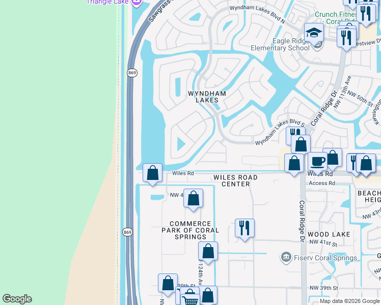 map of restaurants, bars, coffee shops, grocery stores, and more near 12328 Northwest 48th Drive in Tamarac