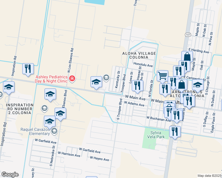map of restaurants, bars, coffee shops, grocery stores, and more near 120 Louisiana Street in Alton