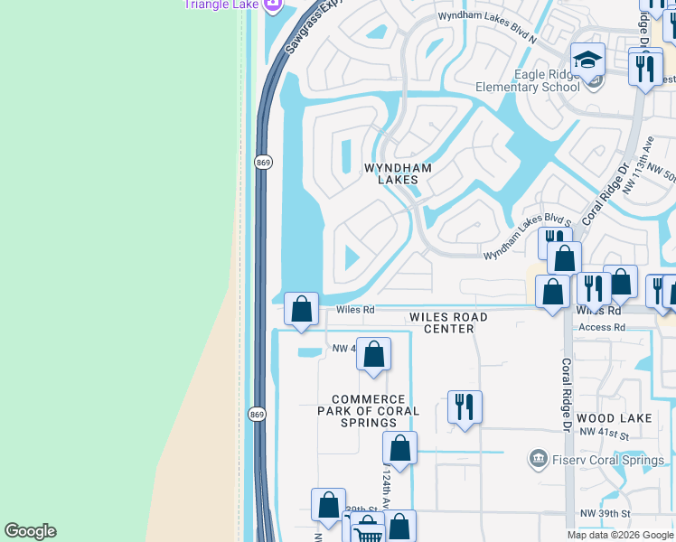 map of restaurants, bars, coffee shops, grocery stores, and more near 4823 Northwest 124th Way in Tamarac