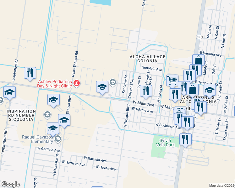 map of restaurants, bars, coffee shops, grocery stores, and more near 120 Louisiana Street in Alton