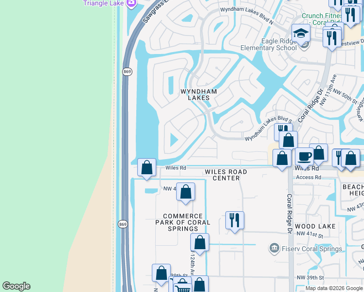 map of restaurants, bars, coffee shops, grocery stores, and more near 12328 Northwest 48th Drive in Tamarac
