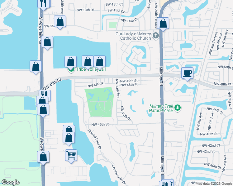 map of restaurants, bars, coffee shops, grocery stores, and more near 4811 Northwest 13th Avenue in Pompano Beach