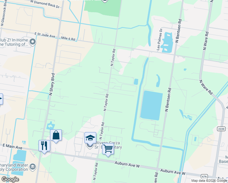 map of restaurants, bars, coffee shops, grocery stores, and more near 5100 Dora Lane in McAllen
