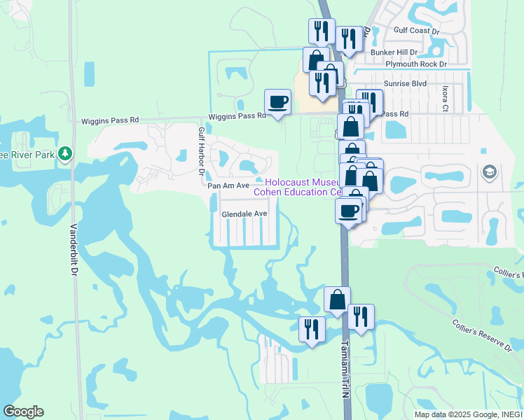 map of restaurants, bars, coffee shops, grocery stores, and more near 779 Glendale Avenue in Naples