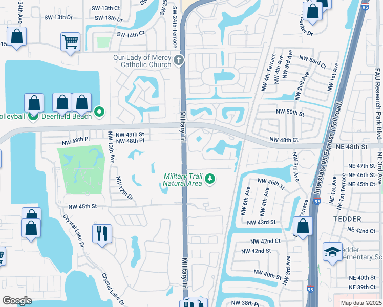 map of restaurants, bars, coffee shops, grocery stores, and more near 4791 Military Trail in Pompano Beach