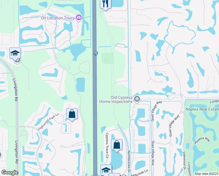 map of restaurants, bars, coffee shops, grocery stores, and more near 3405 Laurelgreens Lane South in Naples
