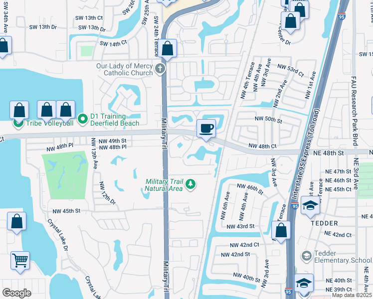 map of restaurants, bars, coffee shops, grocery stores, and more near 731 Cypress Lane in Pompano Beach