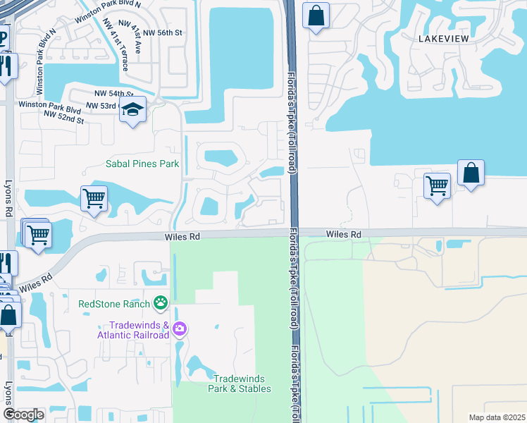 map of restaurants, bars, coffee shops, grocery stores, and more near 3567 Wiles Road in Coconut Creek