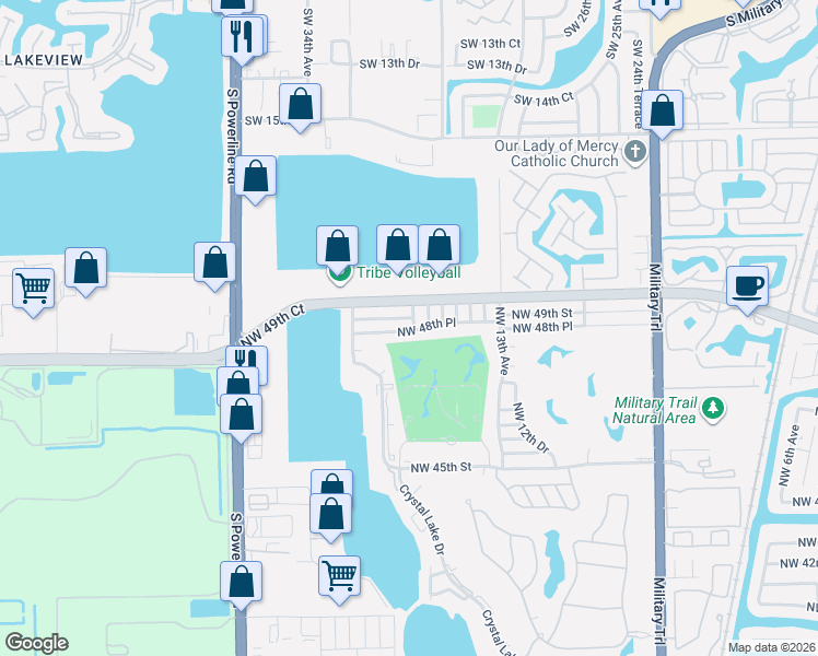 map of restaurants, bars, coffee shops, grocery stores, and more near 4901 Northwest 15th Terrace in Pompano Beach