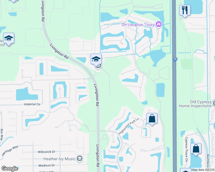 map of restaurants, bars, coffee shops, grocery stores, and more near 6069 Ashford Lane in Naples