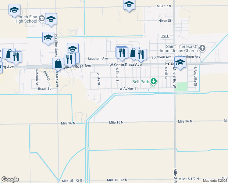 map of restaurants, bars, coffee shops, grocery stores, and more near 300 Montgomery Drive in Edcouch