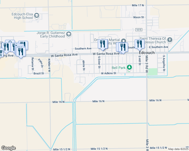 map of restaurants, bars, coffee shops, grocery stores, and more near 300 Montgomery Drive in Edcouch