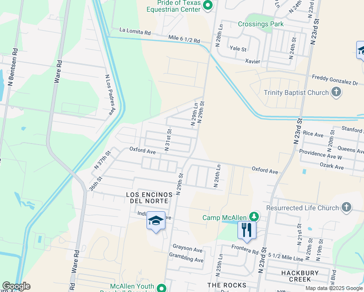 map of restaurants, bars, coffee shops, grocery stores, and more near 2913 Princeton Ave in McAllen